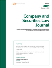 Company and Securities Law Journal: Parts & Bound Volumes
