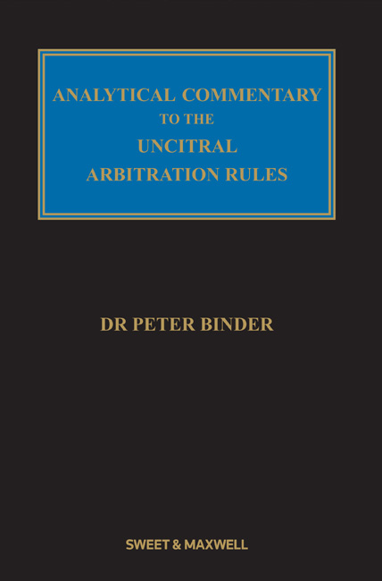 Analytical Commentary to the UNCITRAL Arbitration Rules