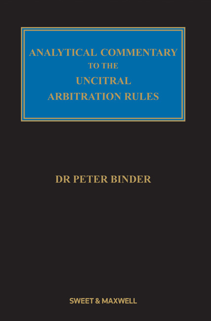 BINDER: ANALYTICAL COMMENTARY TO THE UNCITRAL RULES EBOOK