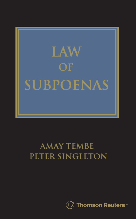 Law of Subpoenas and Related Instruments First Edition - Book