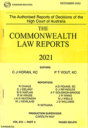 Commonwealth Law Reports Bound Volumes Only (Buck): No Index
