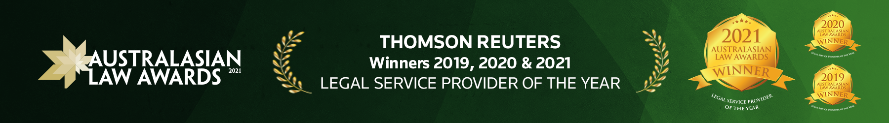 Thomson Reuters - Winners 2019,2020 & 2021 - Legal service provider of the year