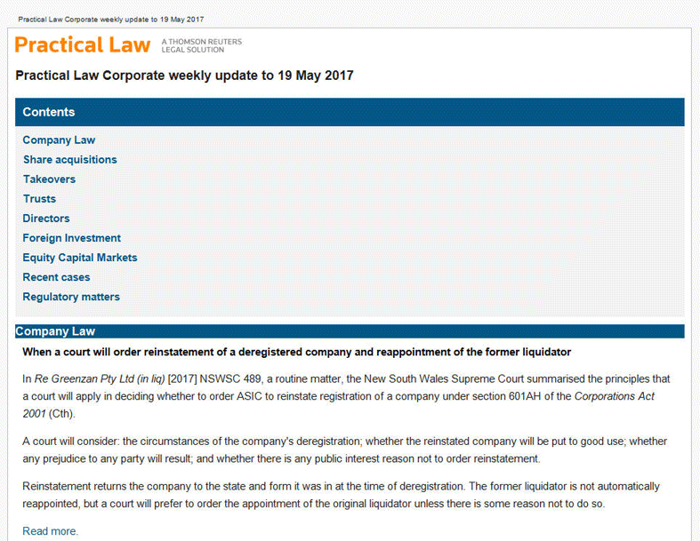 Practical Law | Guidance Notes, Precedents & Checklists | Thomson ...